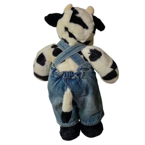 Retired Build-A-Bear Holstein Cow Plush in Denim Overalls – 16” - Picture 2 of 7